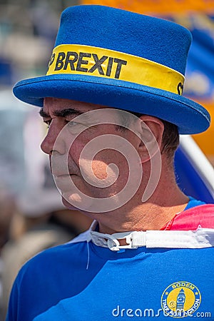 Anti-Brexit campaigner Steve Bray - Mr. STOP BREXIT at the March For Change protest demonstration. Editorial Stock Photo