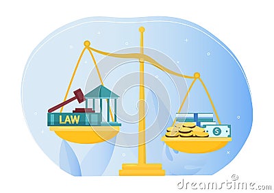 Anti-corruption banner with scales Vector Illustration