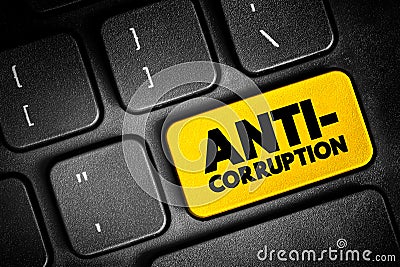Anti-Corruption - comprises activities that oppose or inhibit corruption, text button on keyboard, concept background Stock Photo