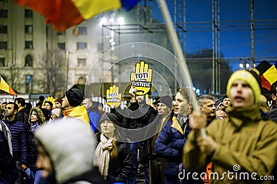 Anti corruption protest, Bucharest, Romania Editorial Stock Photo