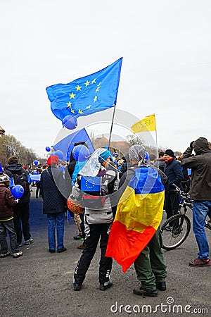 Anti corruption protesters in Bucharest, Romania Editorial Stock Photo