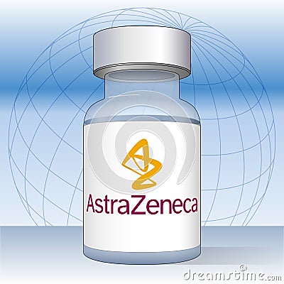 Anti Covid-19 vaccine vial with AstraZeneca label, vector illustration Vector Illustration
