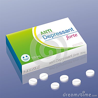 Anti Depressant forte pills Vector Illustration