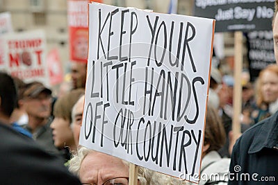 Anti Donald Trump Protesters in Central London Editorial Stock Photo