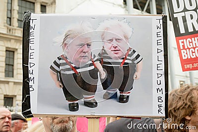 Anti Donald Trump Protesters in Central London Editorial Stock Photo