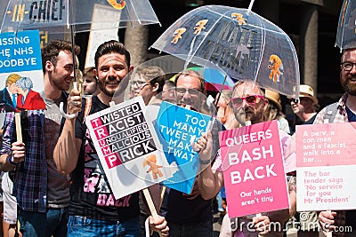 Anti Donald Trump protesters at the Women's March Bring The Noise demonstration - London, UK. Editorial Stock Photo