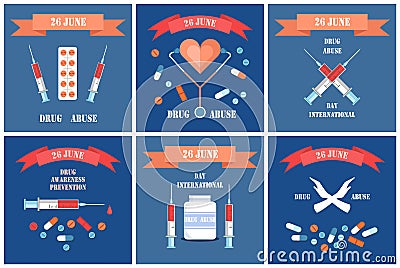 Anti Drug Abuse International Day 26 June Promo Vector Illustration