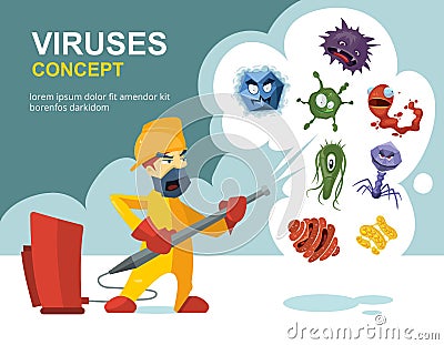 Anti germs, microbes vector sanitation concept Vector Illustration