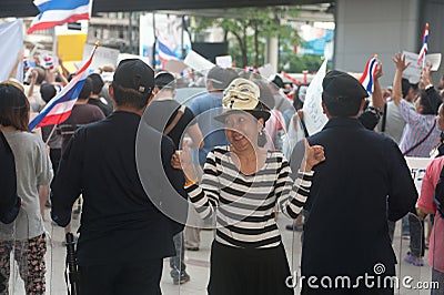 Anti-government protesters wearing Guy Fawkes masks . Editorial Stock Photo