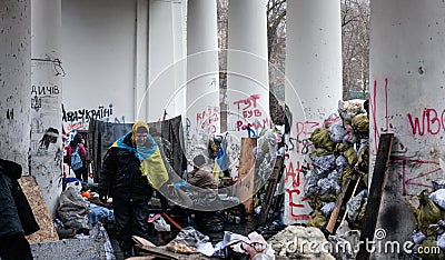 Anti-government protests in the center of Kiev Editorial Stock Photo