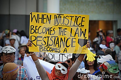 Anti-Government White Mask Protest in Bangkok Editorial Stock Photo