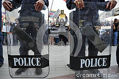 Anti-Government 'White Mask' Protest in Bangkok Editorial Stock Photo