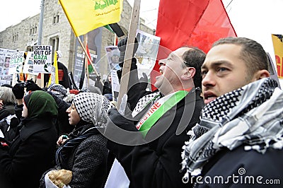 Anti-Israel occupation of Gaza Rally. Editorial Stock Photo