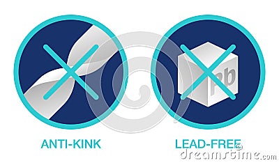 Anti-kink and Lead-free icons for watering hose Vector Illustration