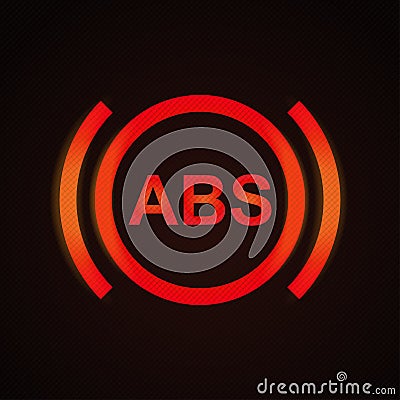 Anti-lock braking system ABS warning light. Vector Illustration