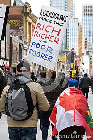Anti-Lockdown Protesters in Toronto, Canada Editorial Stock Photo
