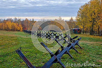 Anti nfantry roadblock and bunker Stock Photo