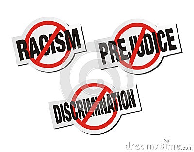 Anti racism, anti prejudice, anti discrimination sticker sign Stock Photo