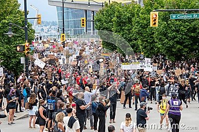 Anti-racism rally. Vancouver BC Canada June 19th 2020 Editorial Stock Photo