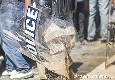 Anti-riot Police Shields Stock Photo