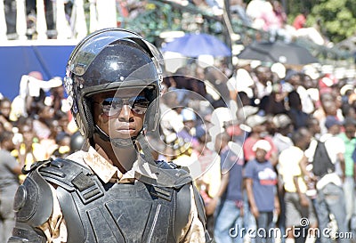 Anti-Riot Soldier on Duty Editorial Stock Photo