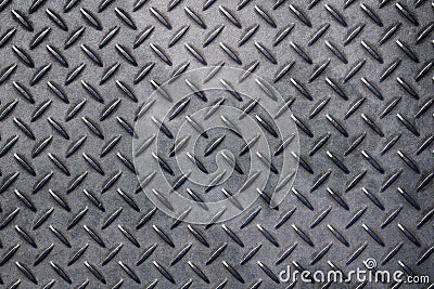 Anti slip gray metal plate with diamond pattern Stock Photo