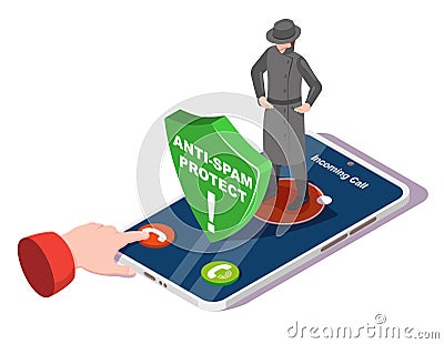 Anti spam call protect mobile service vector Vector Illustration