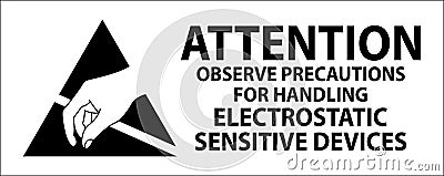 Anti-Static Labels: Attention Observe Precautions for Handling Vector Illustration