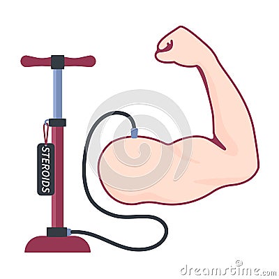 Anti steroids poster with a strong muscular arm and a pump Vector Illustration