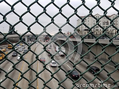 Anti-suicide protection on bridge Stock Photo