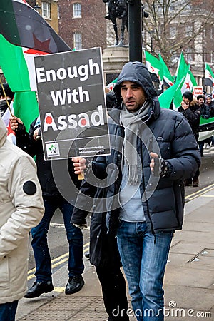 Anti Syrian President Assad protesters march in central London Editorial Stock Photo