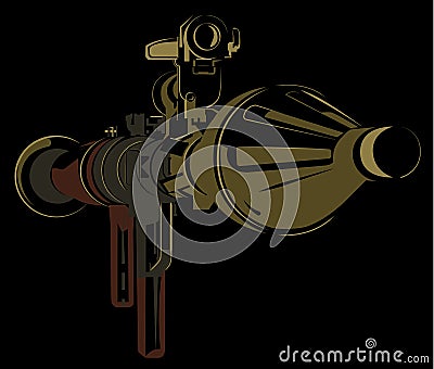 Anti-tank bazooka color rpg on black background Vector Illustration