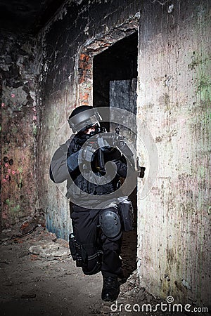 Anti-terrorist unit policeman/soldier Stock Photo