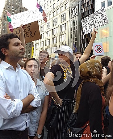 Anti-Trump Rally, Condemn Nazis and White Supremacy, NYC, NY, USA Editorial Stock Photo