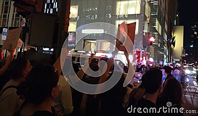 Anti-Trump Rally, Demonstrators and Police, NYC, NY, USA Editorial Stock Photo