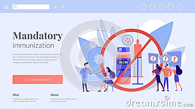Refusal of vaccination concept landing page. Vector Illustration