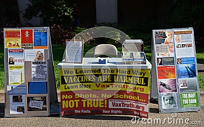 Anti-vaccine Booth Editorial Stock Photo