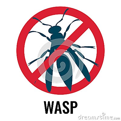 Anti wasp sign with icon of fly, vector illustration Vector Illustration