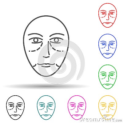 Antiaging face Botox multi color style icon. Simple thin line, outline of anti agies icons for ui and ux, website or mobile Stock Photo
