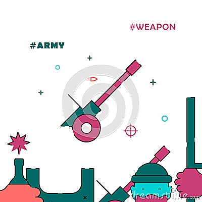 Antiaircraft gun, ack-ack filled line icon, simple illustration Vector Illustration