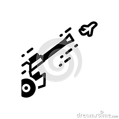 Black solid icon for Antiaircraft, army and attack Stock Photo
