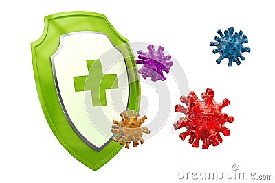 Antibacterial or antivirus shield, healthcare concept. 3D render Stock Photo