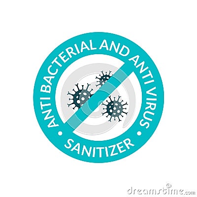 Antibacterial covid sign icon. Hand sanitizer gel infection formula. Anti bacterial logo label Vector Illustration