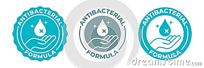 Antibacterial hand gel sanitizer icon, vector anti bacterial formula antiseptic hand wash logo. Antibacterial alcohol sanitizer, Vector Illustration