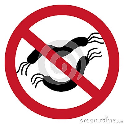 Antibacterial sign. No germs icon. Red forbidden symbol Vector Illustration