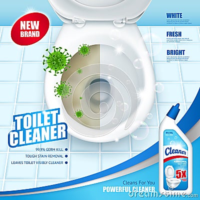 Antibacterial Toilet Cleaner AD Poster Vector Illustration