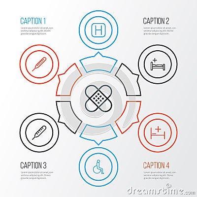 Antibiotic Outline Icons Set. Collection Of Plaster , Handicapped, Hospital Elements. Also Includes Symbols Such As Vector Illustration