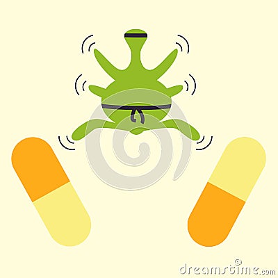 Antibiotics resistance ninja concept Vector Illustration