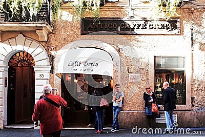 Antico Caffe Greco, the oldest bar in Rome Editorial Stock Photo