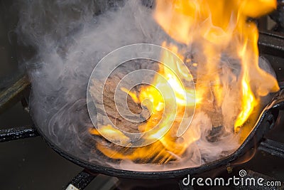 Anticuchos, Peruvian cuisine, grilled skewered beef heart meat. Normally served with boiled potato and aji sauce chili. Stock Photo